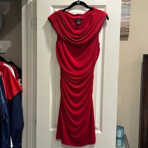 Cowl neck, ruched dress